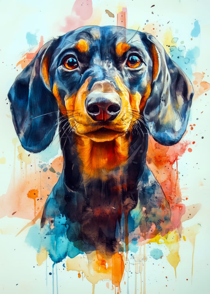 Vibrant Dachshund Dog by Justyna Jaszke — canvas wall art