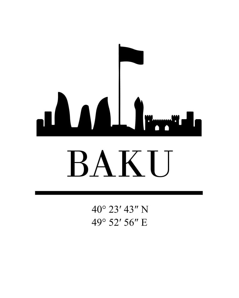 Baku City Skyline by Emiliano Deificus — canvas wall art