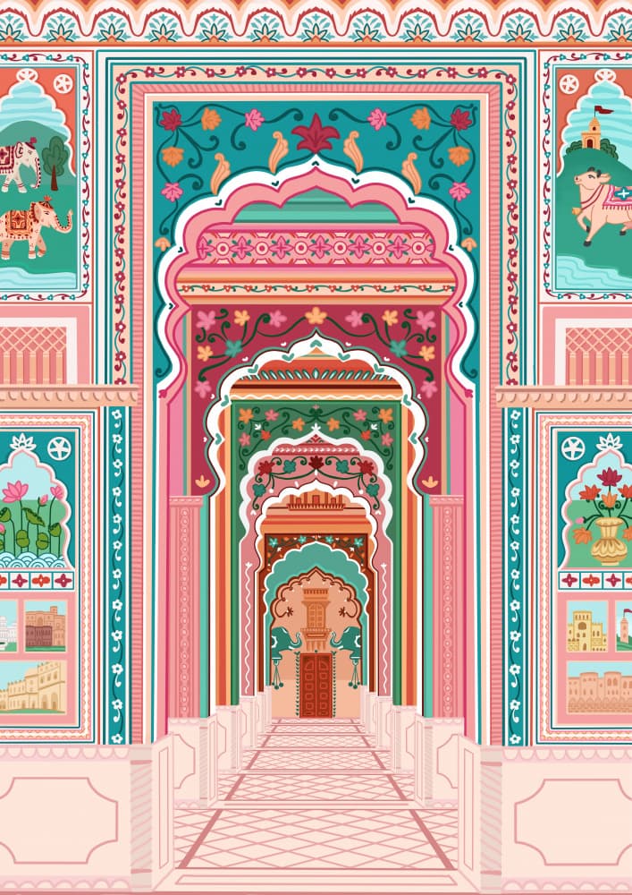 Colorful Indian Arches by Nidhi Kachhadiya — canvas wall art