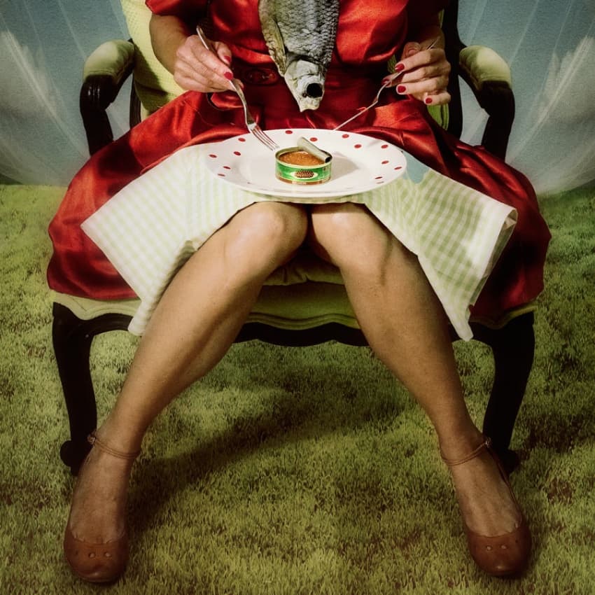 Surreal Dinner Scene by ambra — canvas wall art