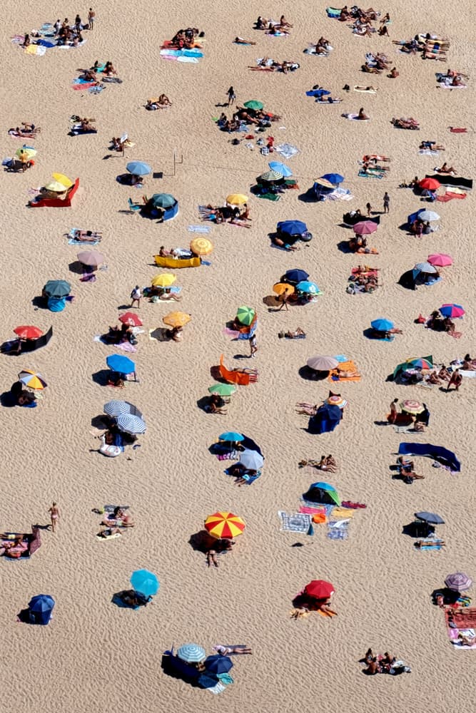 Colorful Beach Umbrellas by Bego Amare — canvas wall art