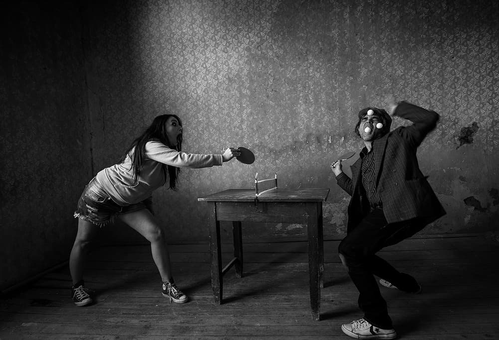 Absurd Ping Pong Battle by mario grobenski - psychodaddy — canvas wall art