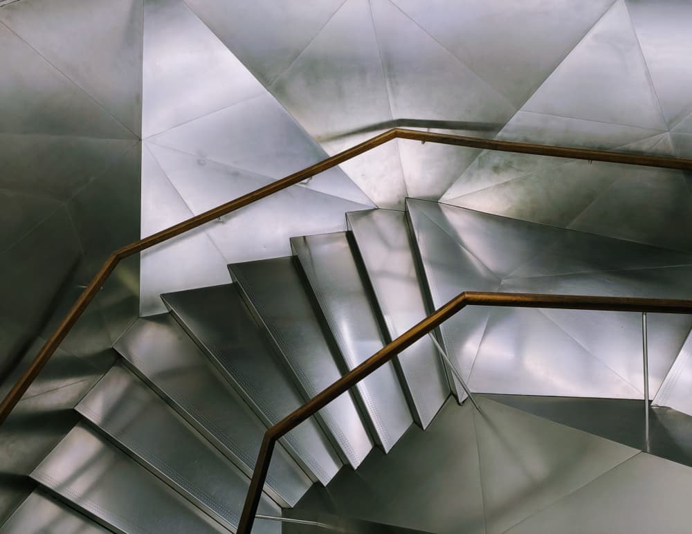 Modern Metallic Staircase by Elizabeth Allen — canvas wall art