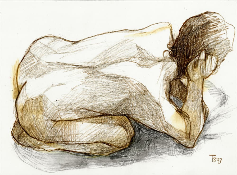 Curled Nude Sketch by Tore Bahnson — canvas wall art