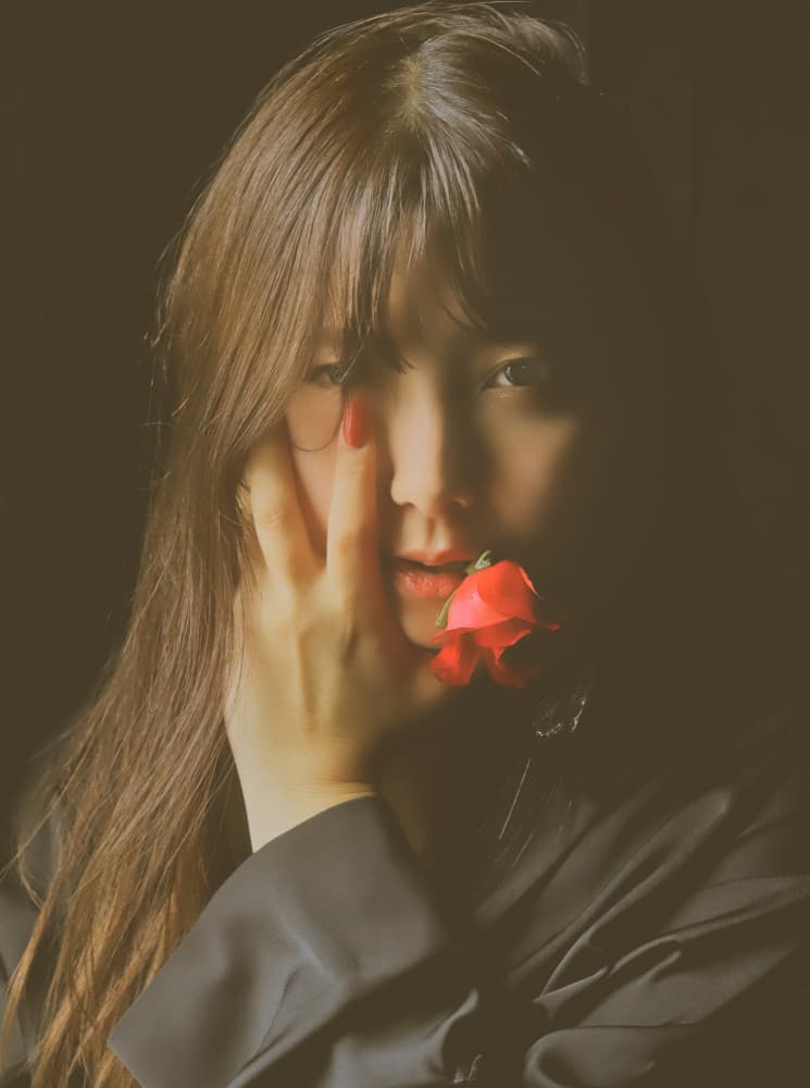 Mysterious Woman with Rose by Blue_Rose — canvas wall art
