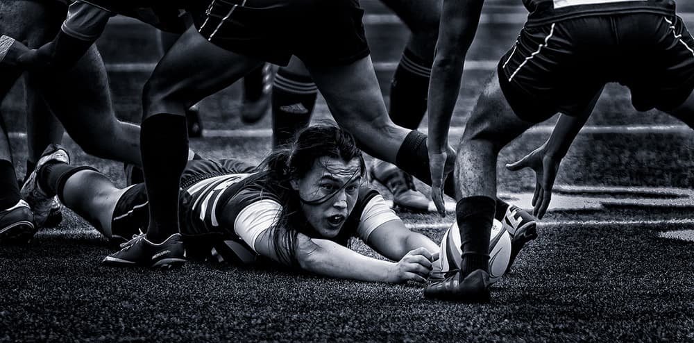 Intense Rugby Play by Henry Zhao — canvas wall art