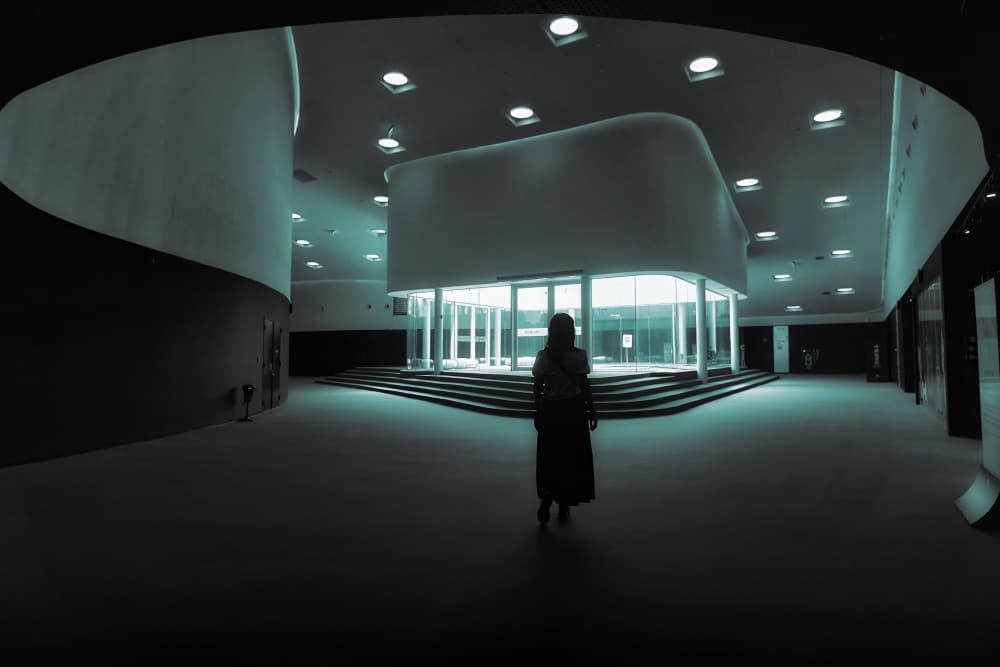 Solitary Woman Modern Hall by MingLun Tsai (蔡明倫) — canvas wall art