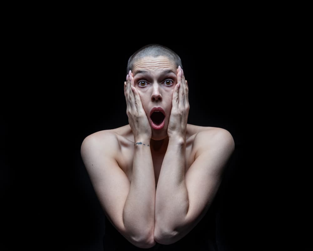 Shocked Woman Portrait by Sam SDFMedia — canvas wall art