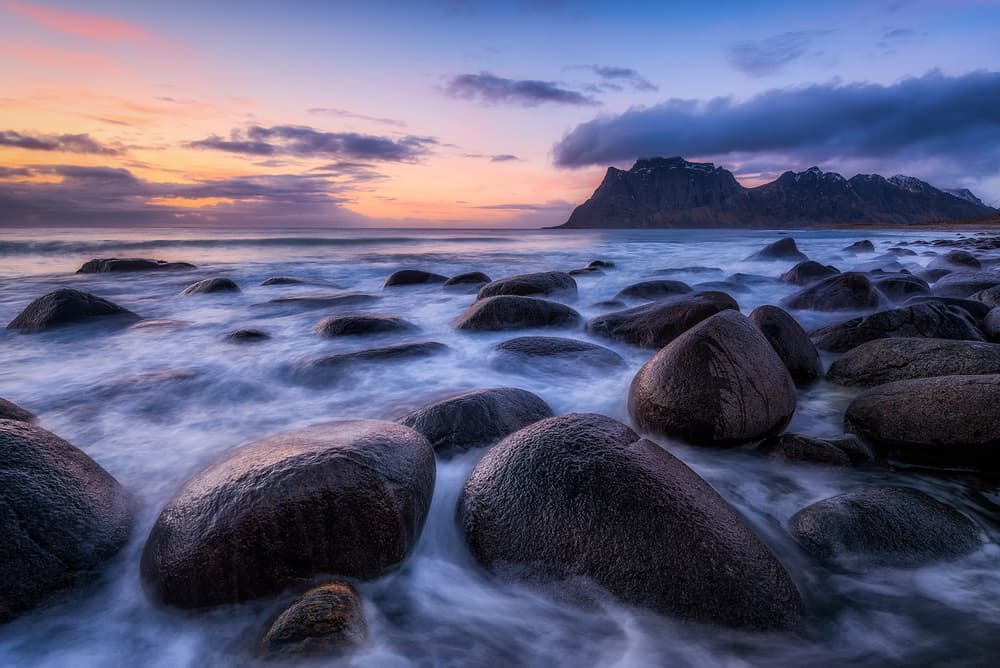 Rocky Coast Twilight Serenity by Daniel Gastager — canvas wall art