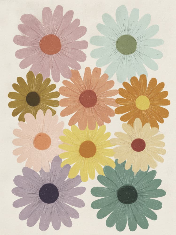 Colorful Daisy Blooms by Andreas Magnusson — canvas wall art