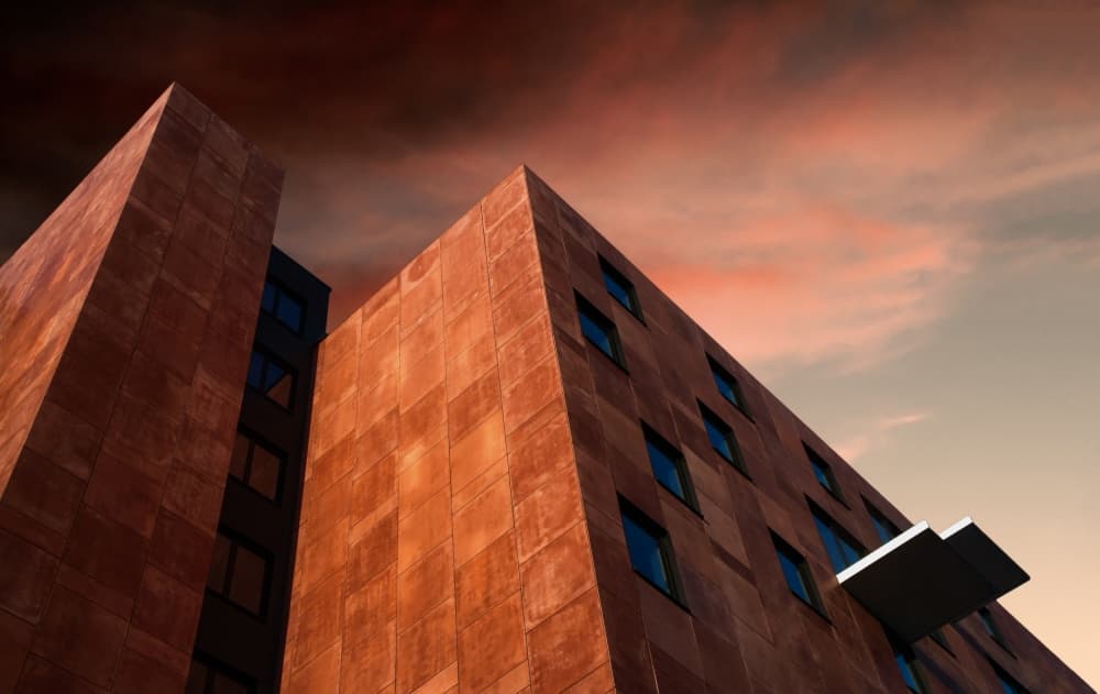Striking Architectural Sunset by Gilbert Claes — canvas wall art