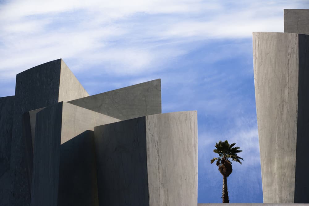 Geometric Concrete Palm Sky by Luciano Caturegli — canvas wall art