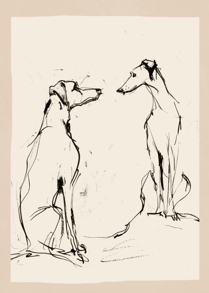Elegant Greyhound Sketch by Nadjaa — canvas wall art
