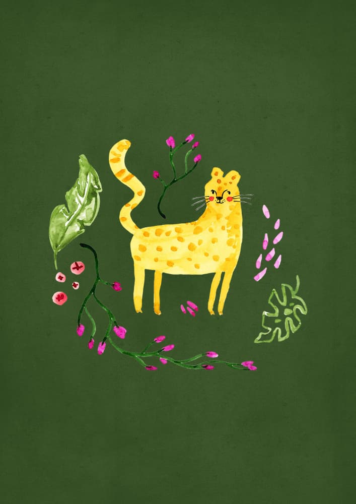 Whimsical Tropical Cheetah by Abigail Morales — canvas wall art