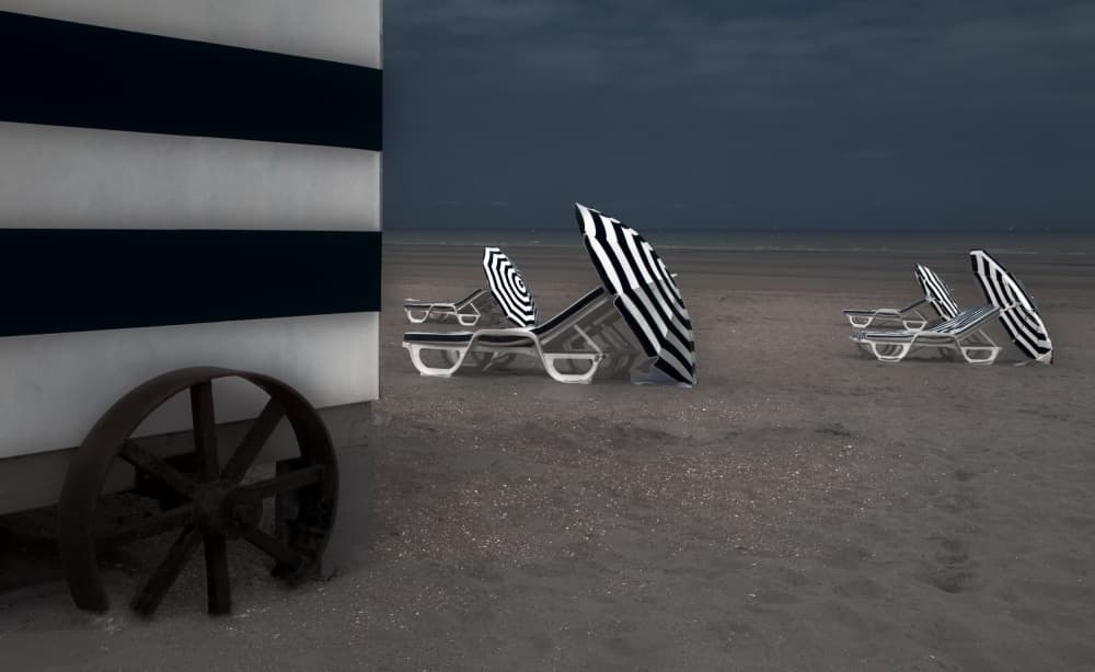 Moody Beach Stripes by Gilbert Claes — canvas wall art