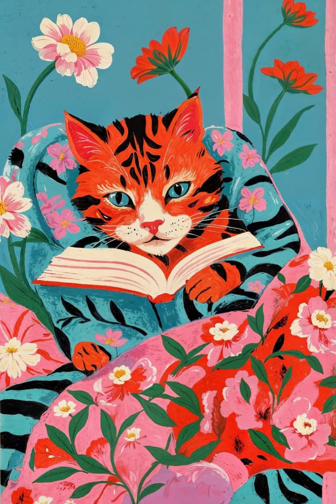 Whimsical Cat Reader by The Art Concept — canvas wall art