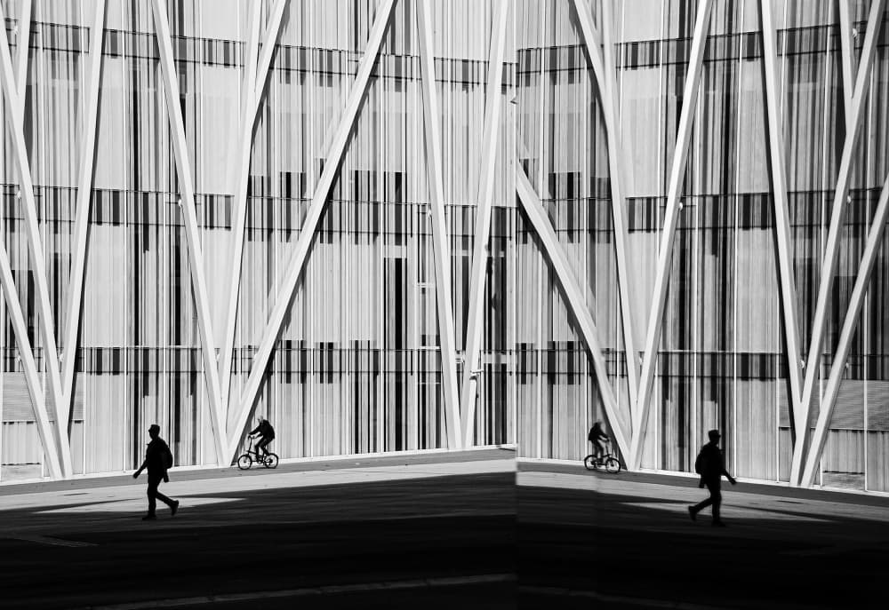 Urban Lines and Shadows by Adolfo Urrutia — canvas wall art