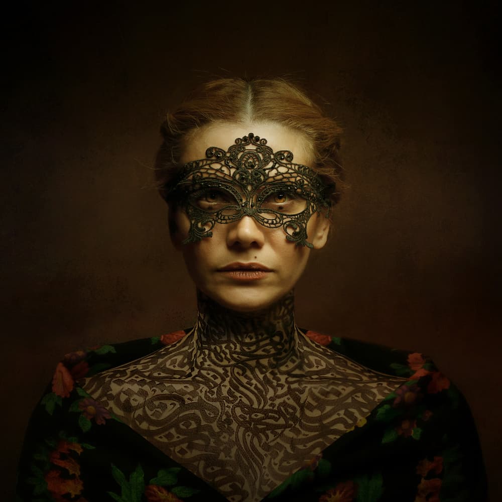 Mysterious Masked Woman by Moein Hasheminasab — canvas wall art