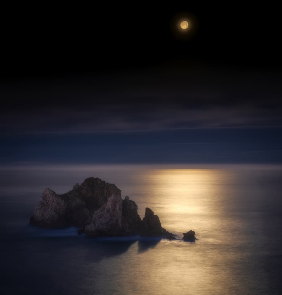 Moonlit Ocean Rocks by Jesus Concepcion Alvarado — canvas wall art