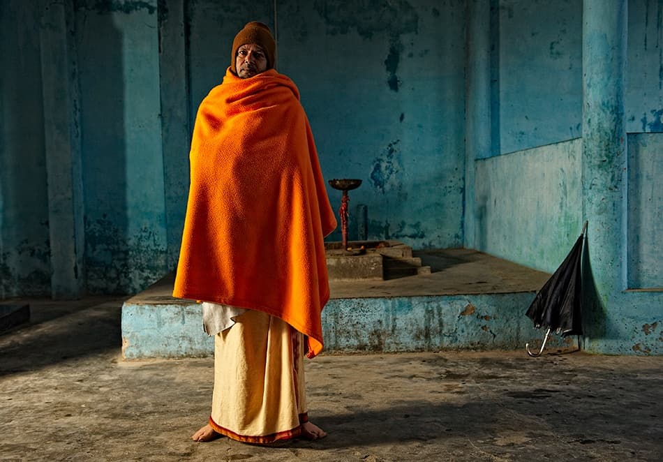Holy Man in Orange by Prateek Dubey — canvas wall art