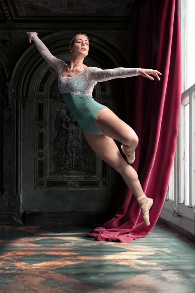 Elegant Ballerina In Flight by Marcel Egger — canvas wall art