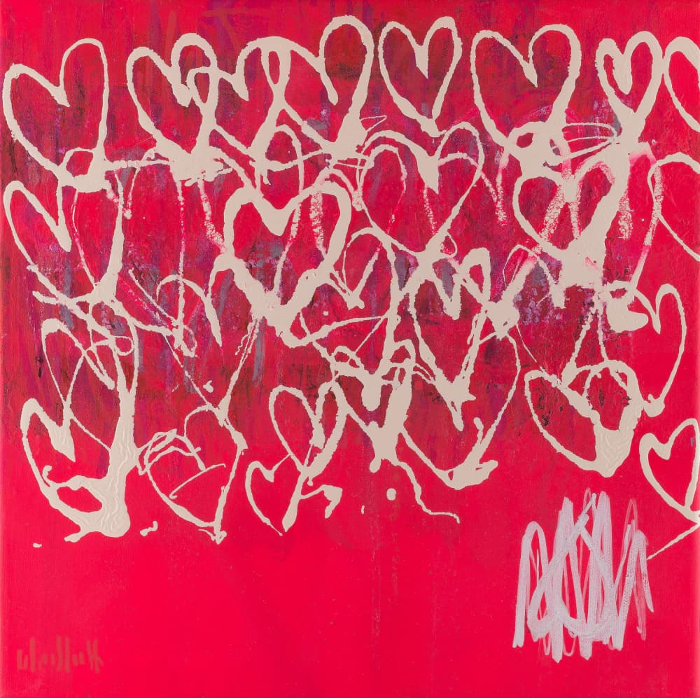 Expressive Red Hearts by Wayne Sleeth — canvas wall art