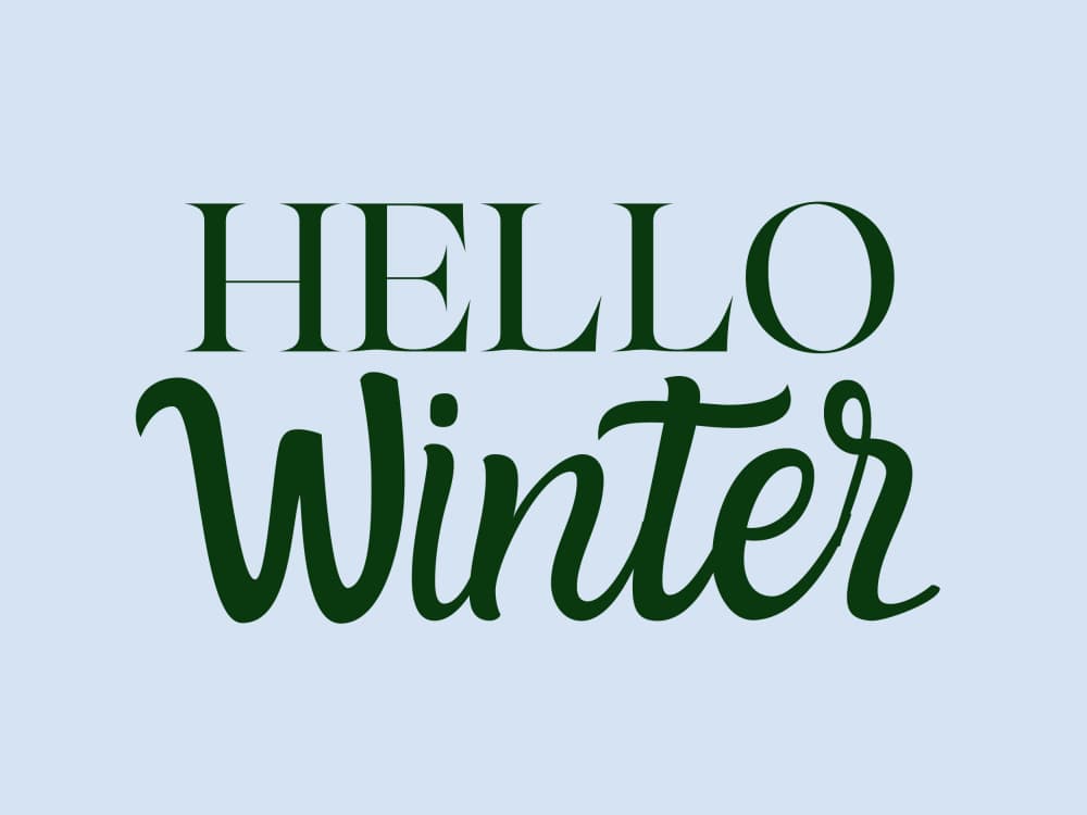 Hello Winter Typography by Ohkimiko — canvas wall art