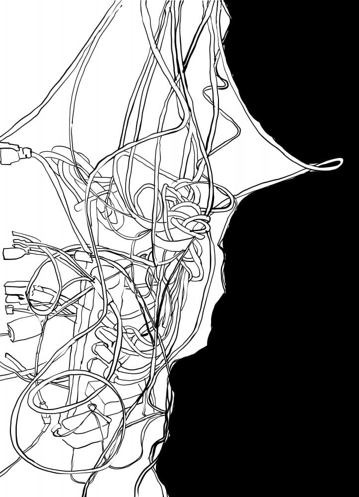 Tangled Electronic Chaos by XHOZUCAN — canvas wall art