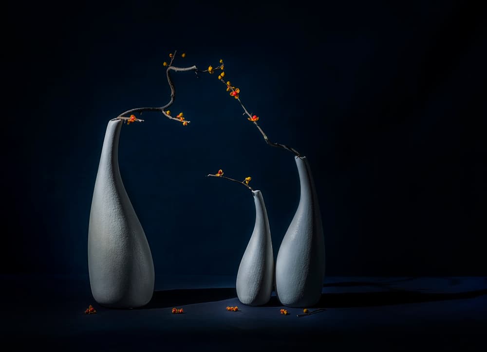 Elegant Vases with Blooms by John-Mei Zhong — canvas wall art