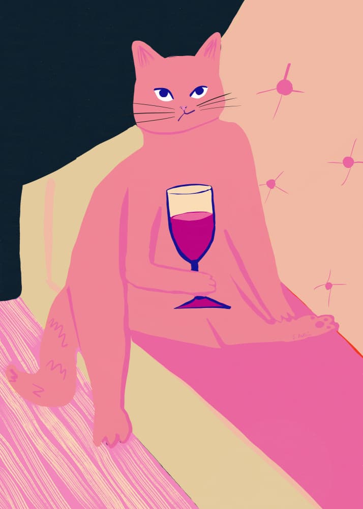 Pink Cat Lounge by Sharyn Bursic — canvas wall art