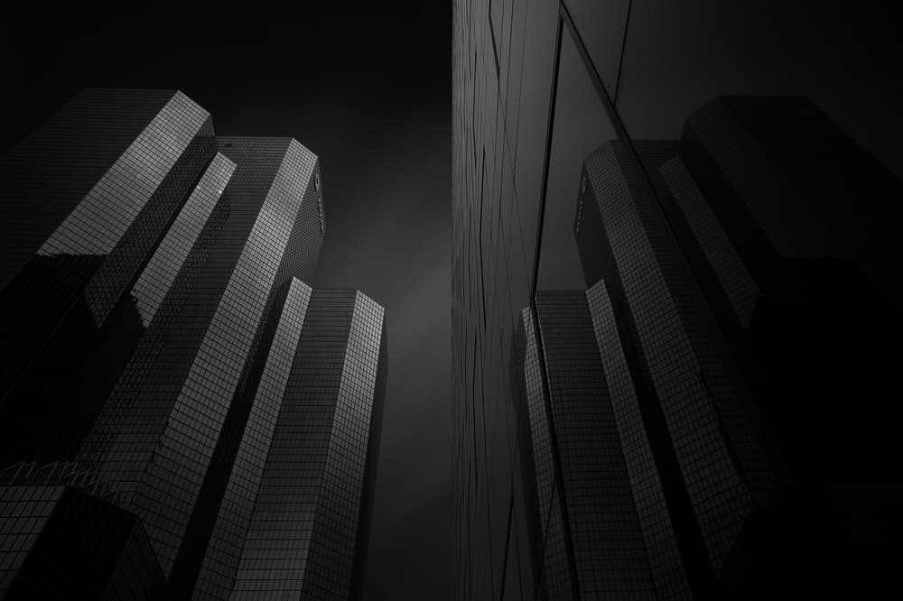 Dark Building Reflections by Sebastien DEL GROSSO — canvas wall art