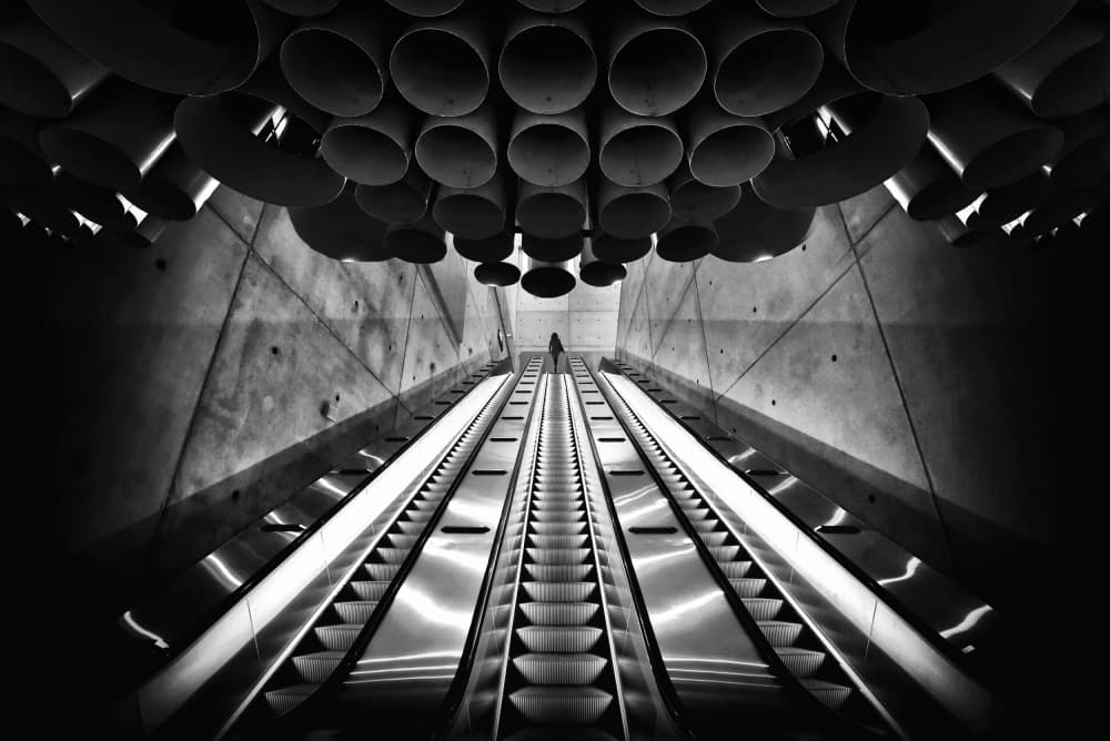 Deep Escalator Journey by Jorge Pimenta — canvas wall art