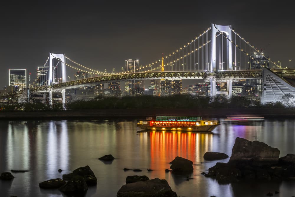 Rainbow Bridge Night Glow by Melanie Viola — canvas wall art