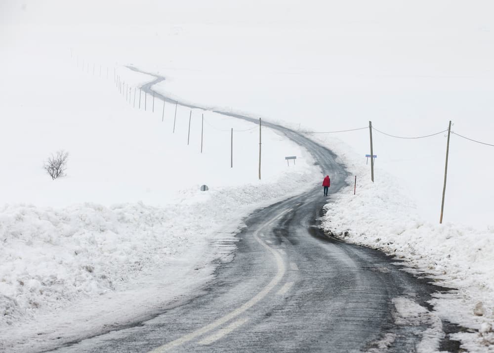 Solitary Winter Road by Feyzullah Tunç — canvas wall art