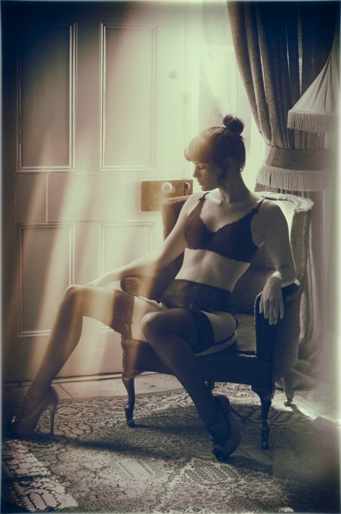Elegant Lingerie Portrait by Colin Dixon — canvas wall art