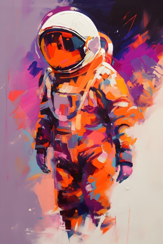 Colorful Astronaut Walk by Robert Farkas — canvas wall art