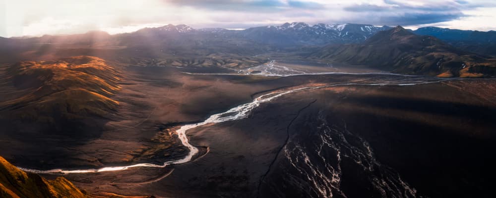 Volcanic Valley Sun Rays by Hanping Xiao — canvas wall art