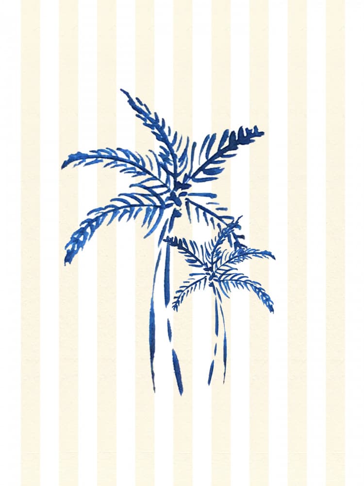Blue Palm Stripes by Elizabeth C — canvas wall art
