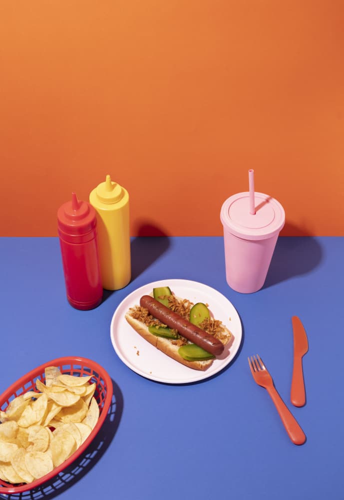 Vibrant Hot Dog Meal by Julia Ramiro — canvas wall art
