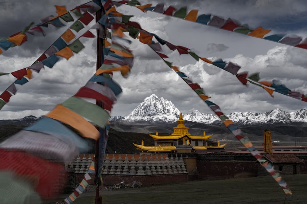 Tibetan Prayer Flags Temple by Jingshu Zhu — canvas wall art