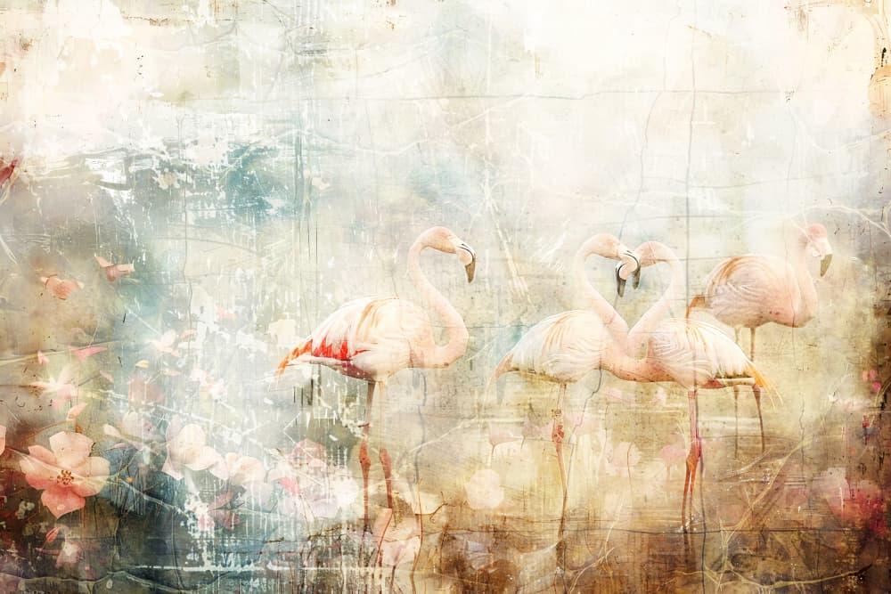 Romantic Flamingo Heart by Rafal Kulik — canvas wall art