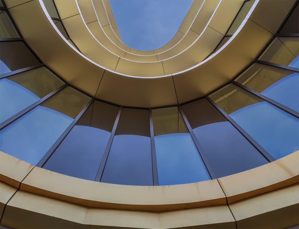 Golden Architectural Curves by Jef Van den Houte — canvas wall art