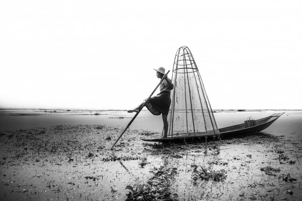 Inle Lake Leg Rower by Eyal Alcalay — canvas wall art