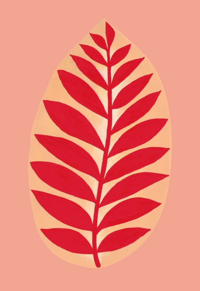 Vibrant Red Leaf by Rosana Laiz Blursbyai — canvas wall art