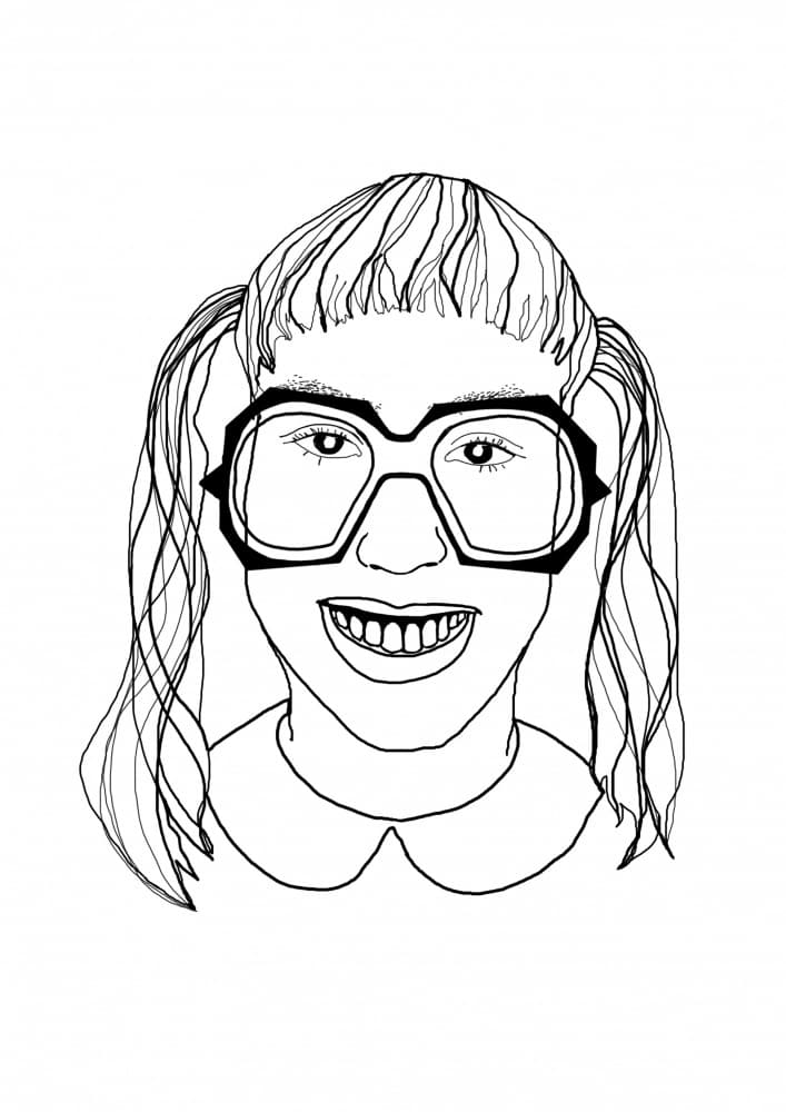Smiling Girl With Glasses by XHOZUCAN — canvas wall art