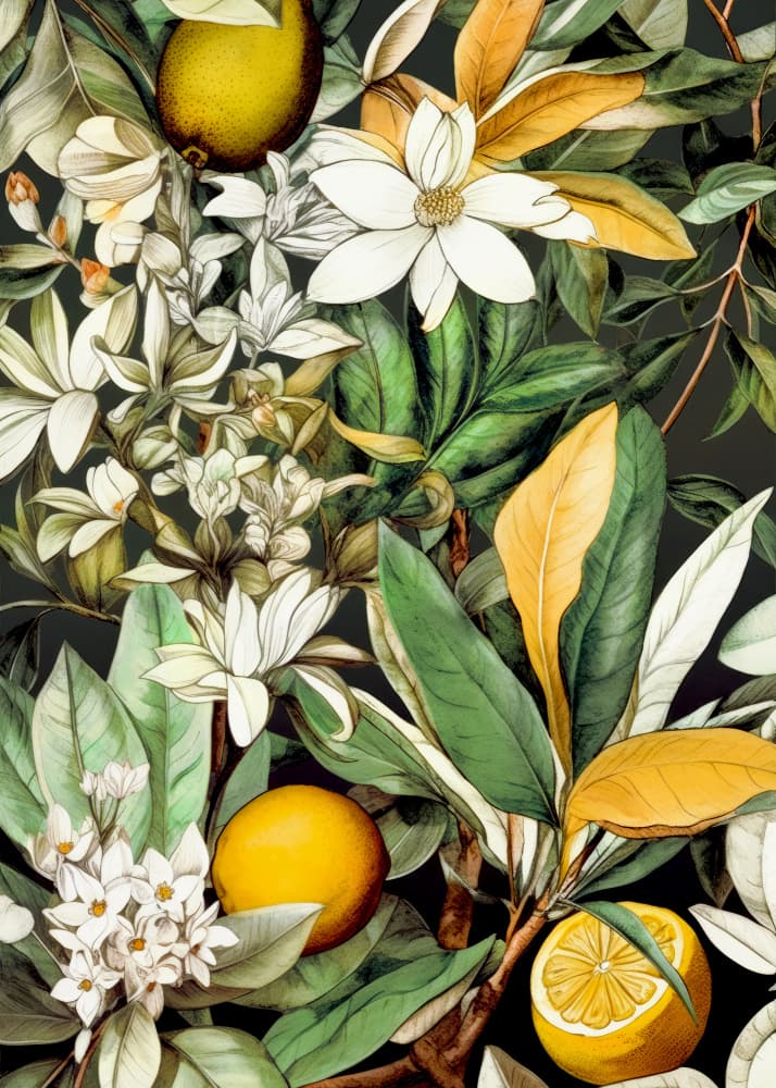 Vibrant Lemon Botanical by Justyna Jaszke — canvas wall art