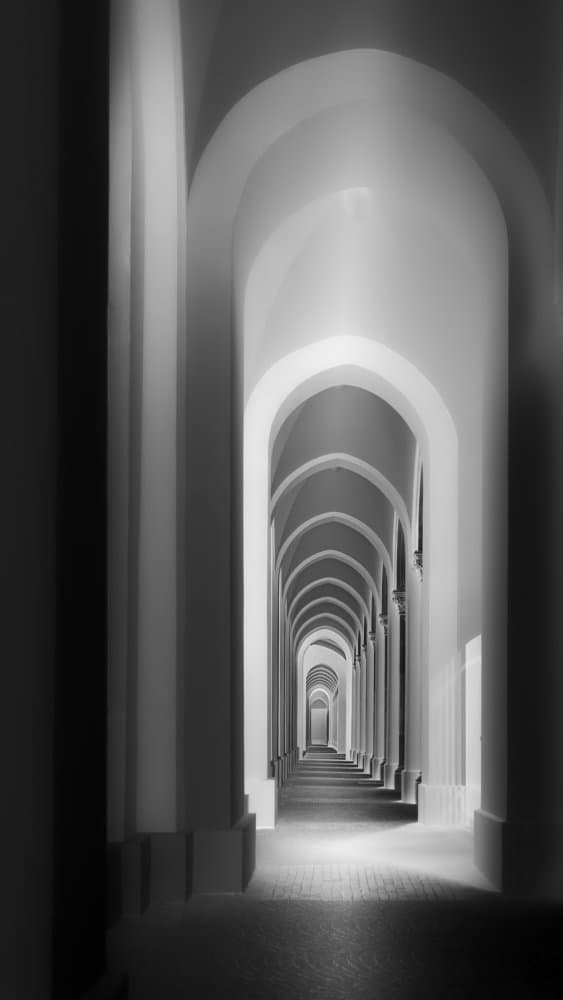 Arched Hallway Perspective by Andy Dauer — canvas wall art