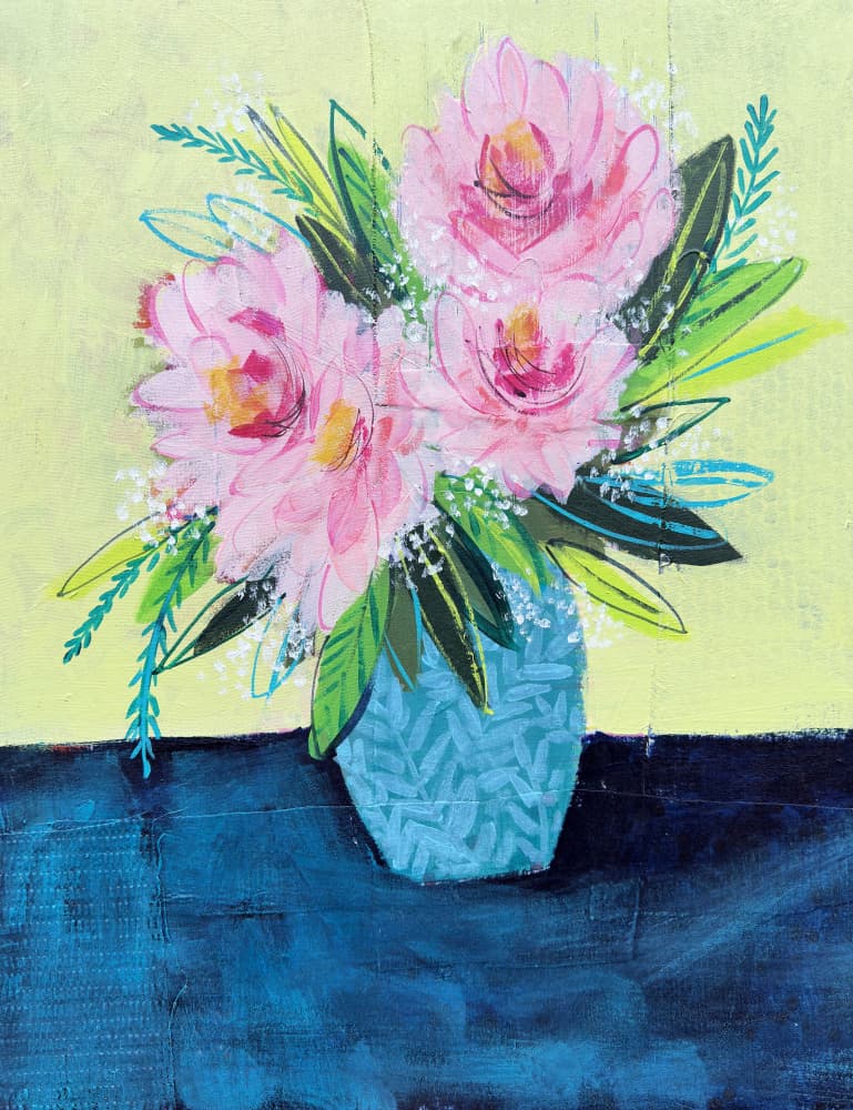 Abstract Pink Floral Bouquet by Shelley Hampe — canvas wall art