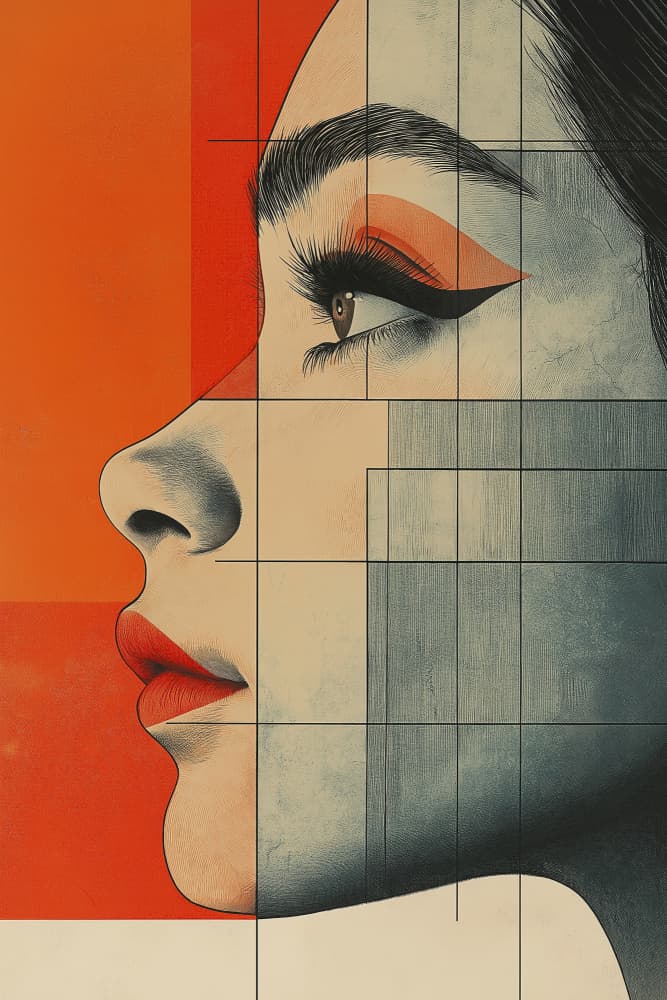 Elegant Geometric Face by Mauro — canvas wall art