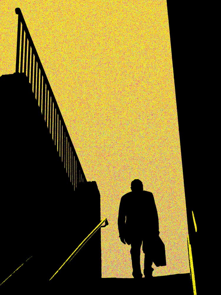 Man on Golden Steps by Petr Strnad — canvas wall art